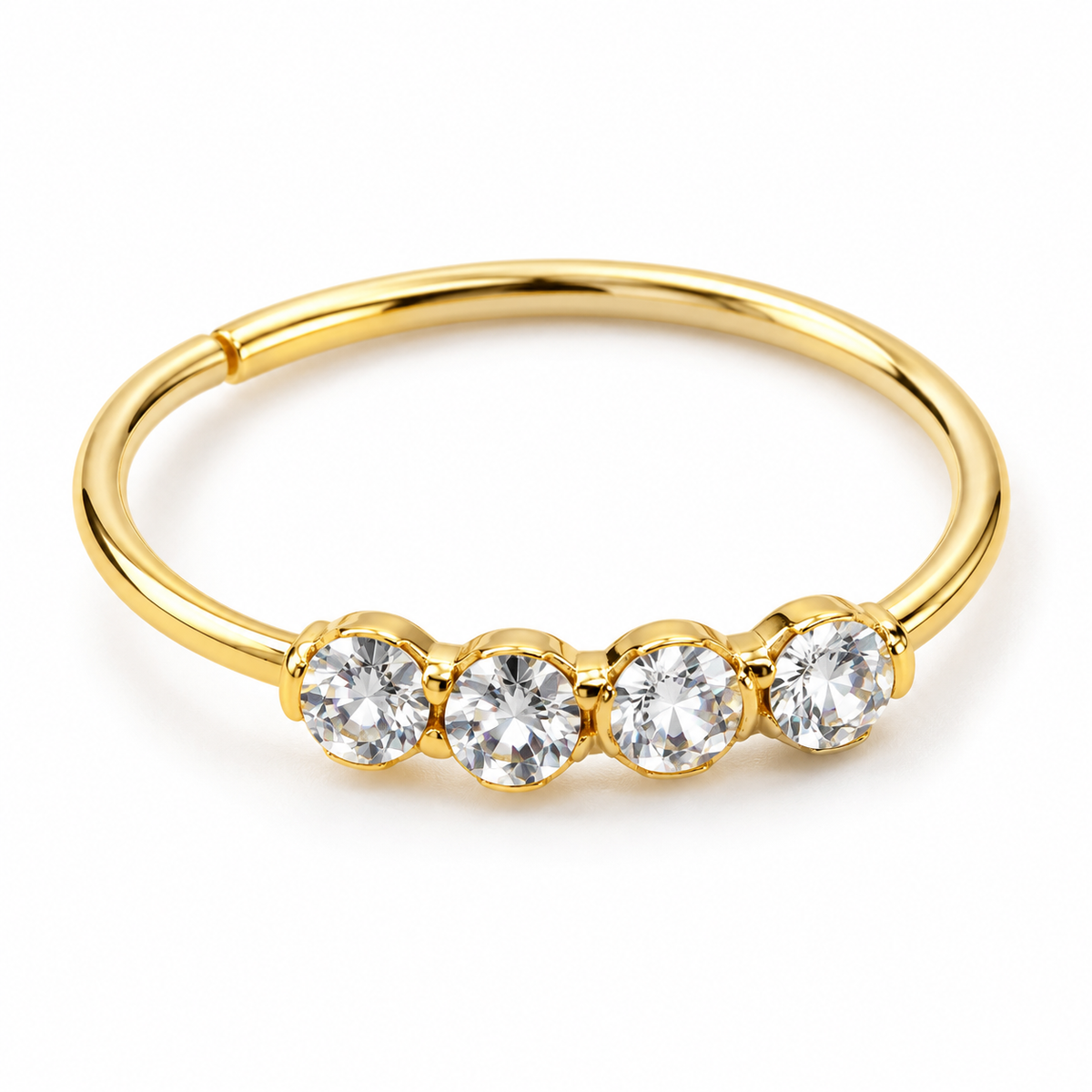Joy Jewelry NH08 Gold Tone Four Stone nose hoop