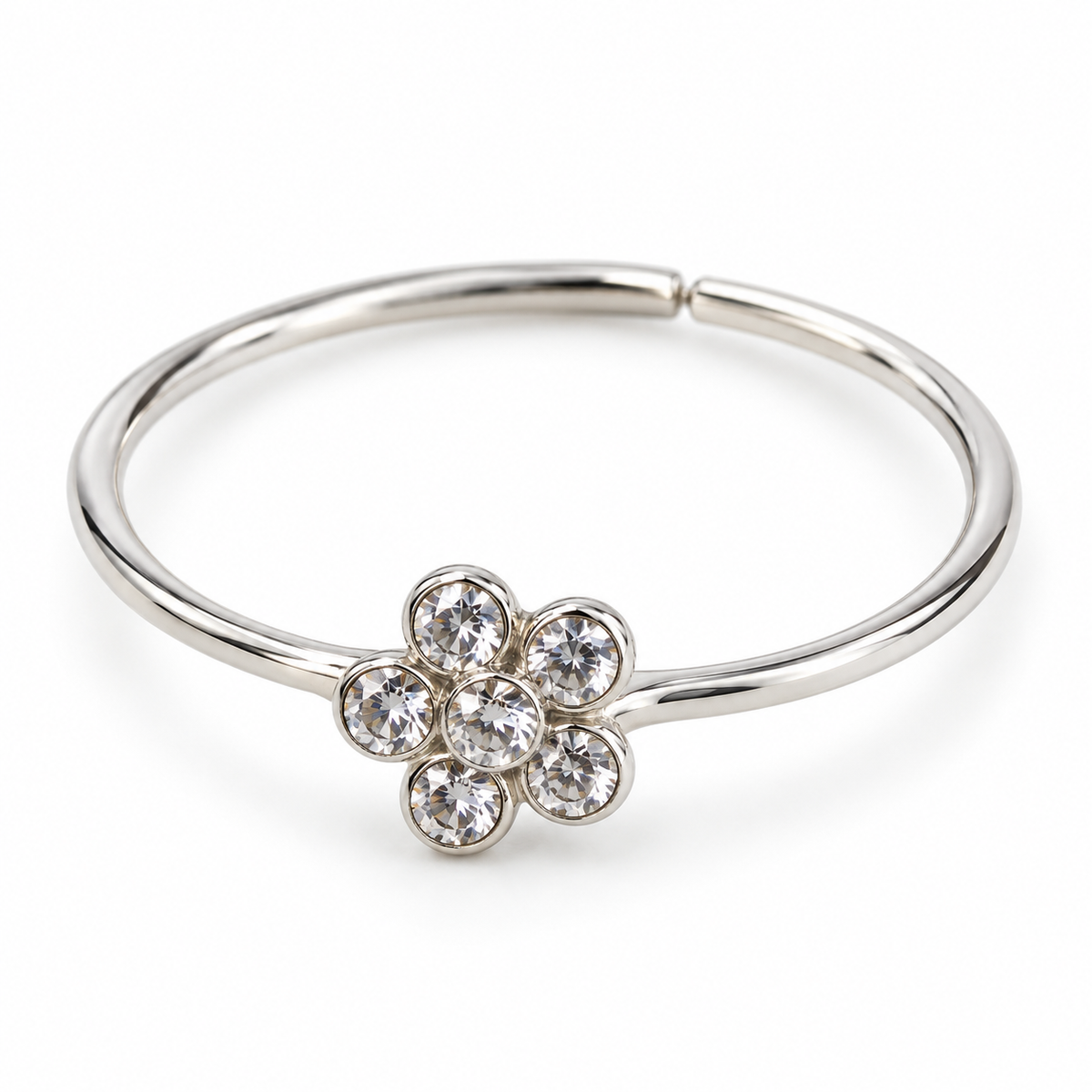 Joy Jewelry NH11 Silver Tone Stone Flower nose hoop