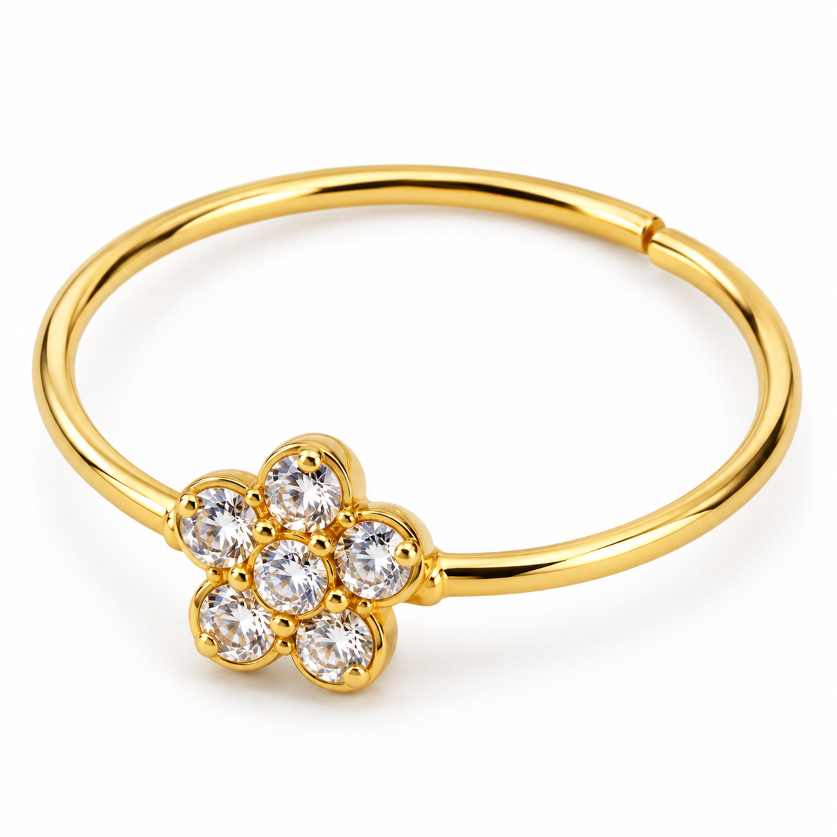 Joy Jewelry NH12 Gold Tone Stone Flower nose hoop