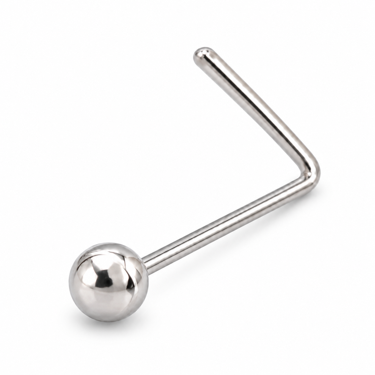 Joy Jewelry NL03 silver tone polished ball nose stud with L-shaped back
