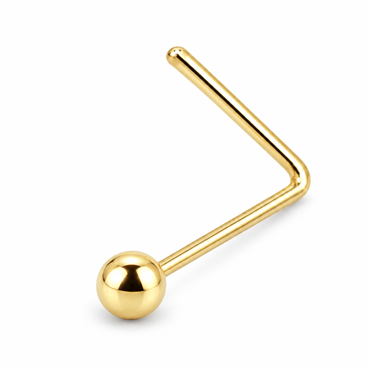 Joy Jewelry NL04 gold tone polished ball nose stud with L-shaped back
