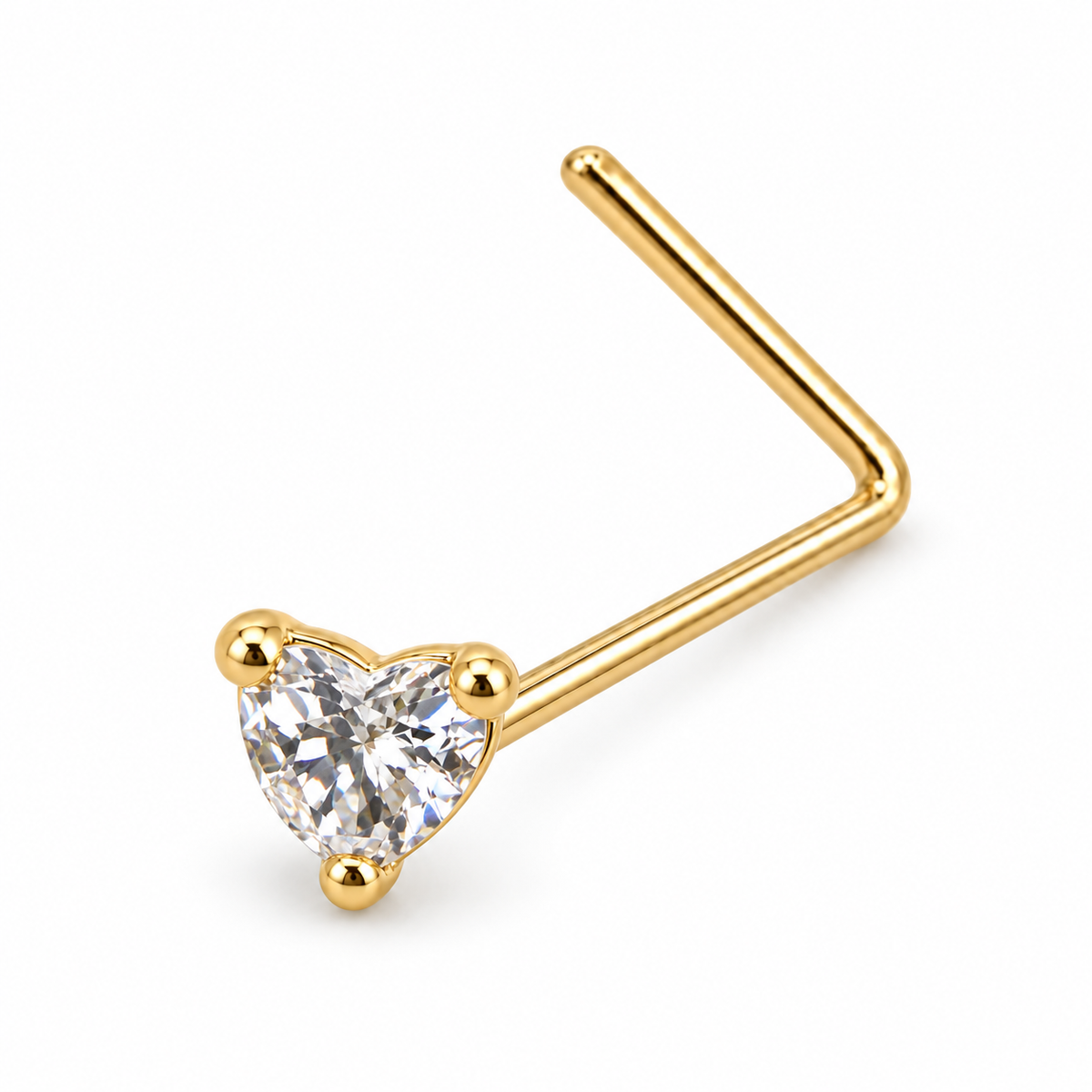 Joy Jewelry NL06 gold tone heart nose stud with L-shaped back