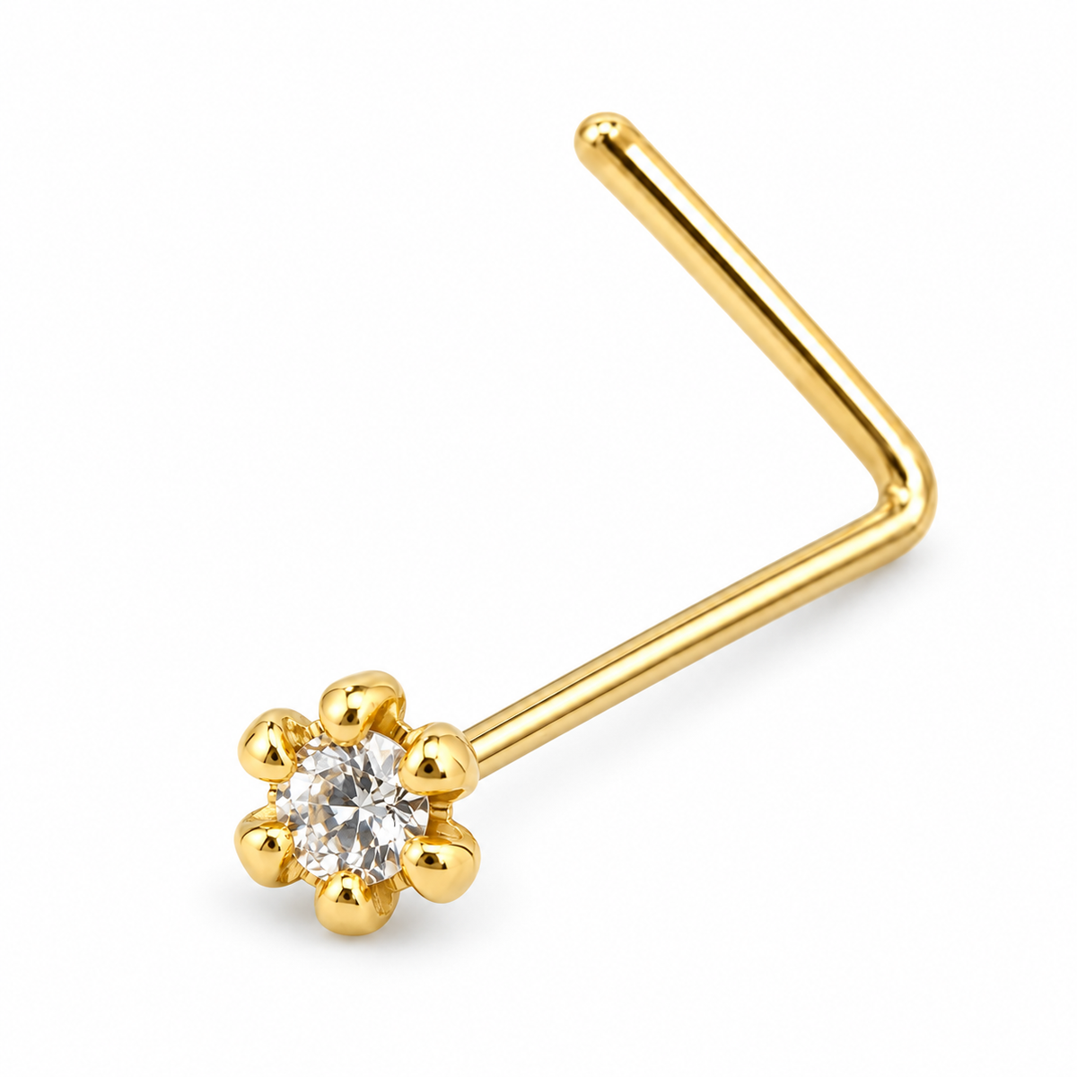 Joy Jewelry NL12 gold tone decorative round nose stud with L-shaped back