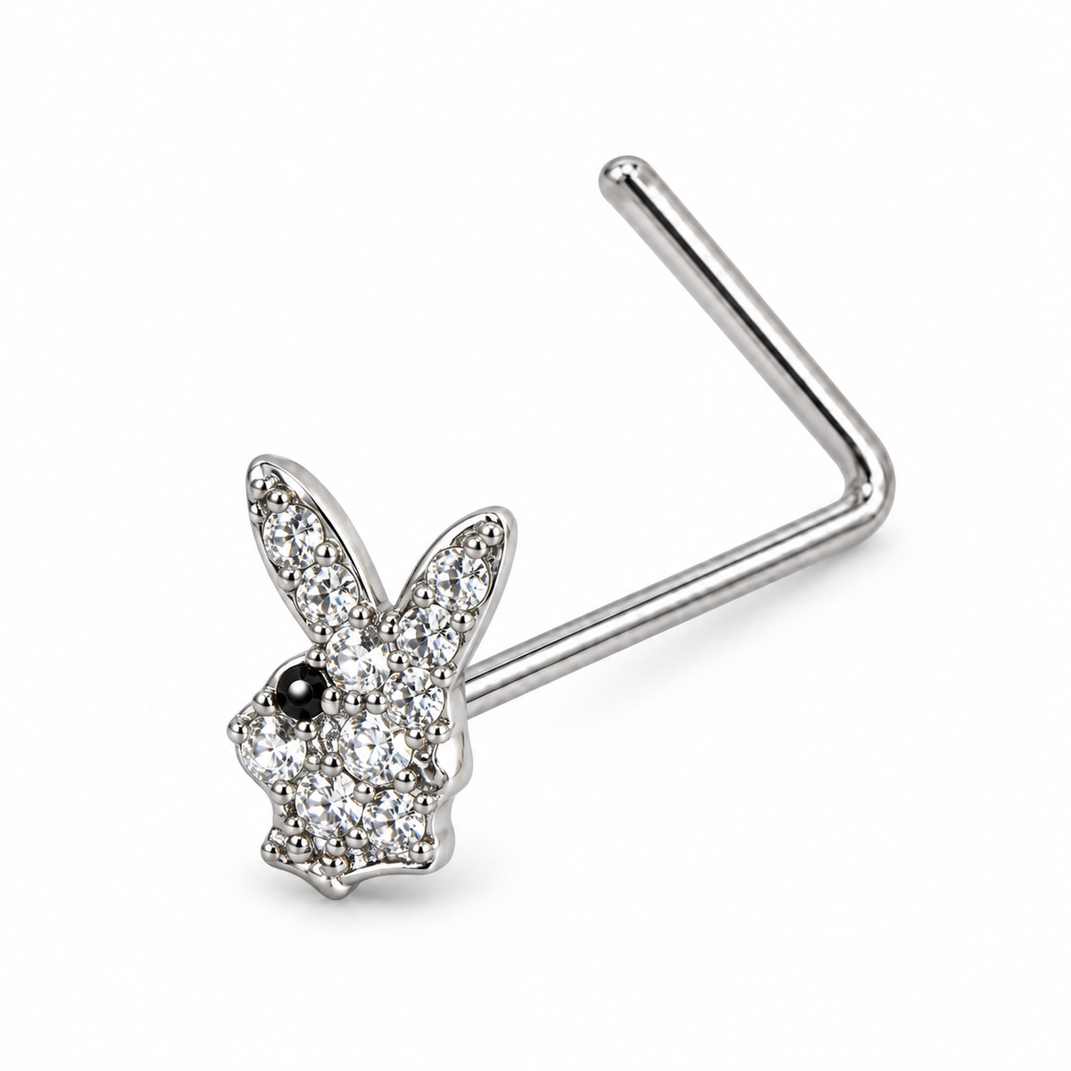 Joy Jewelry NL15 silver tone bunny nose stud with L-shaped back