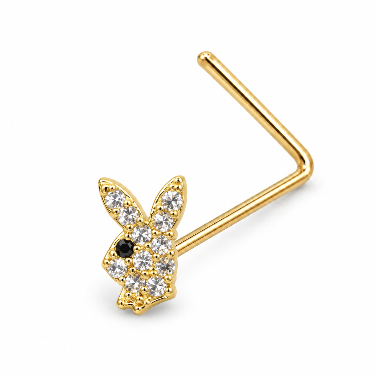 Joy Jewelry NL16 gold tone bunny nose stud with L-shaped back