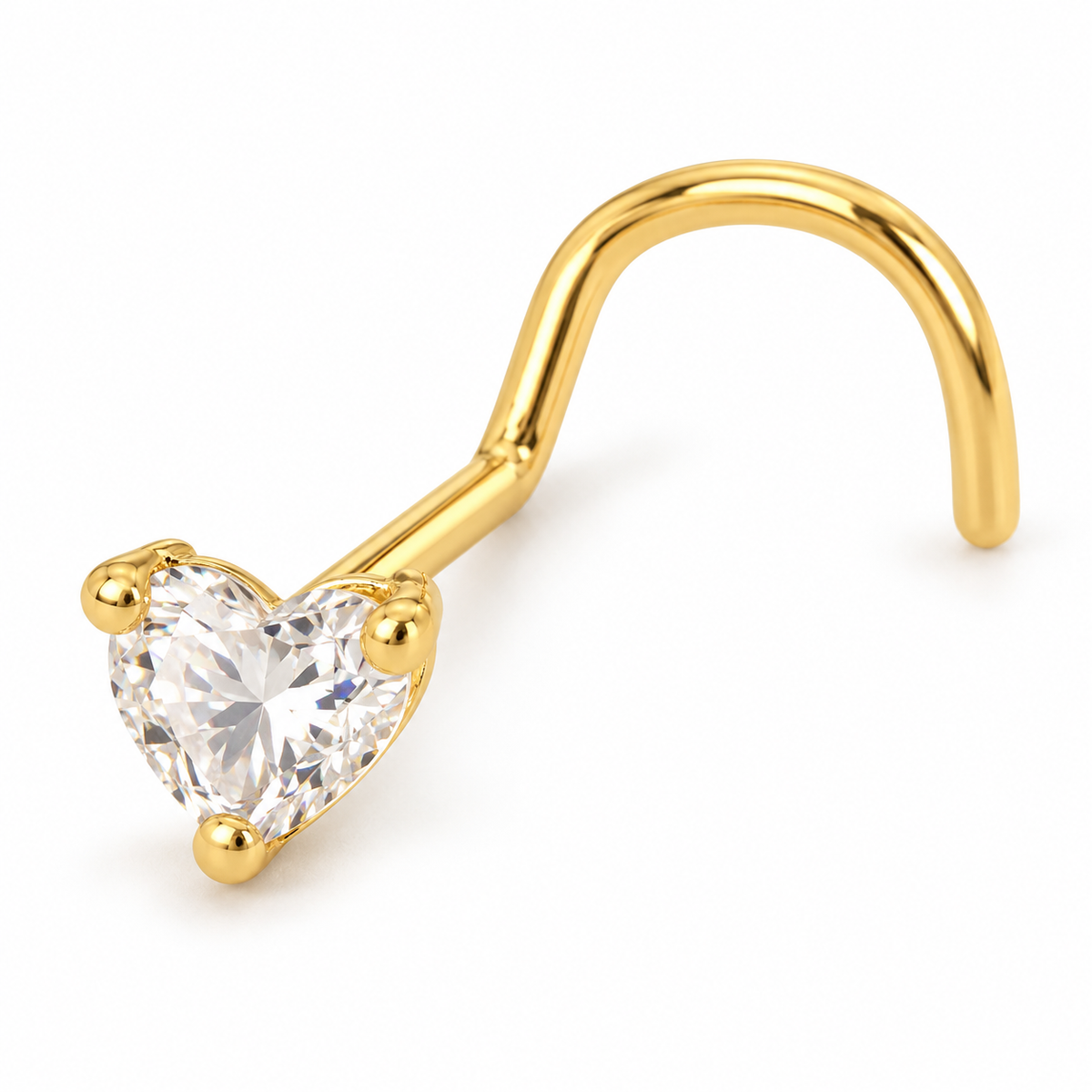 Joy Jewelry NW04 Gold Tone Heart Stone nose screw pin