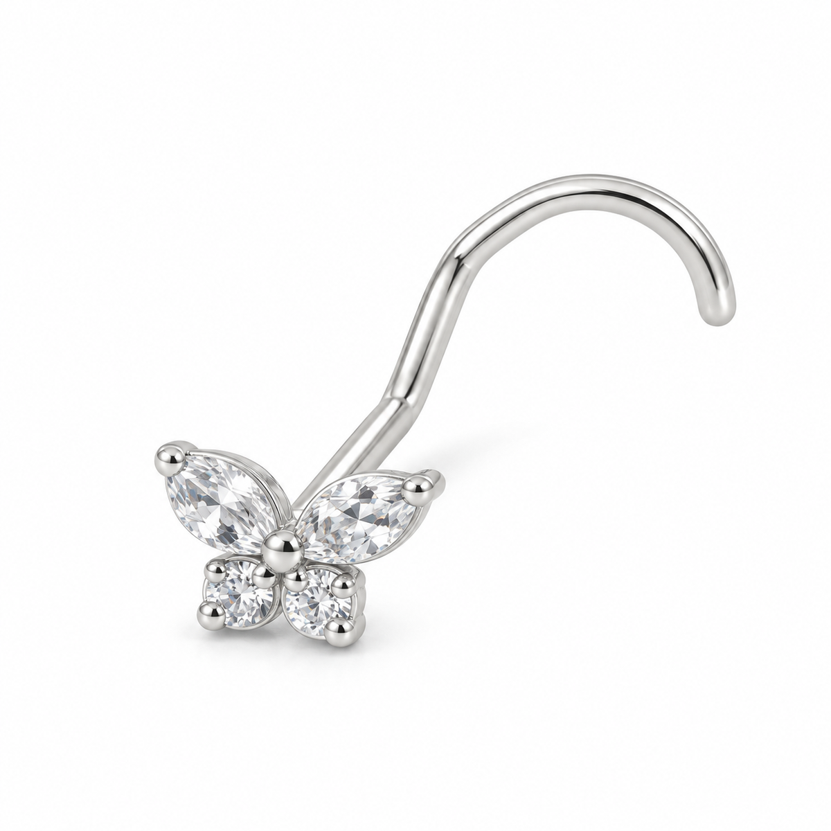 Joy Jewelry NW07 Silver Tone Butterfly nose screw pin