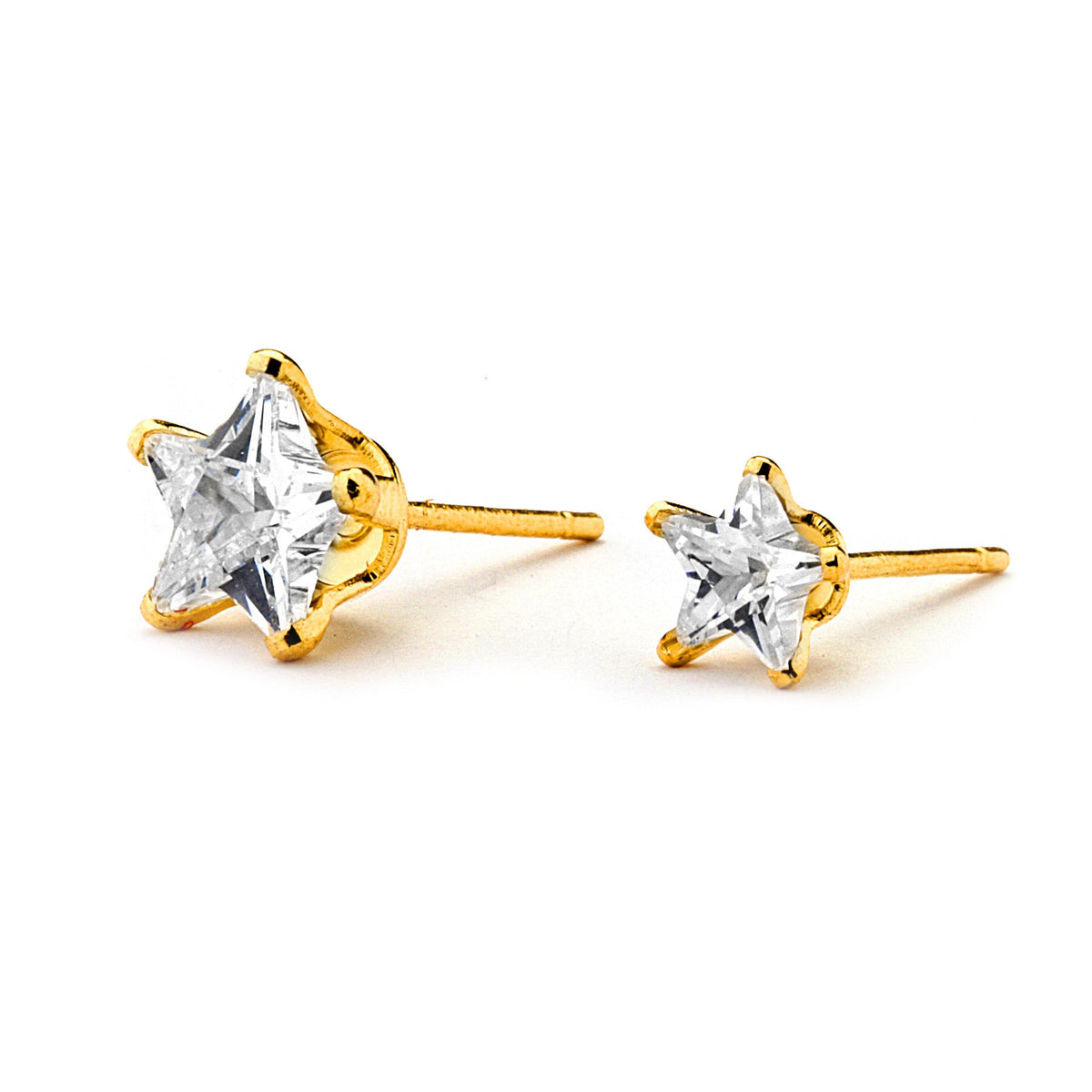 Joy Jewelry T01 gold-tone cubic zirconia star stud earrings