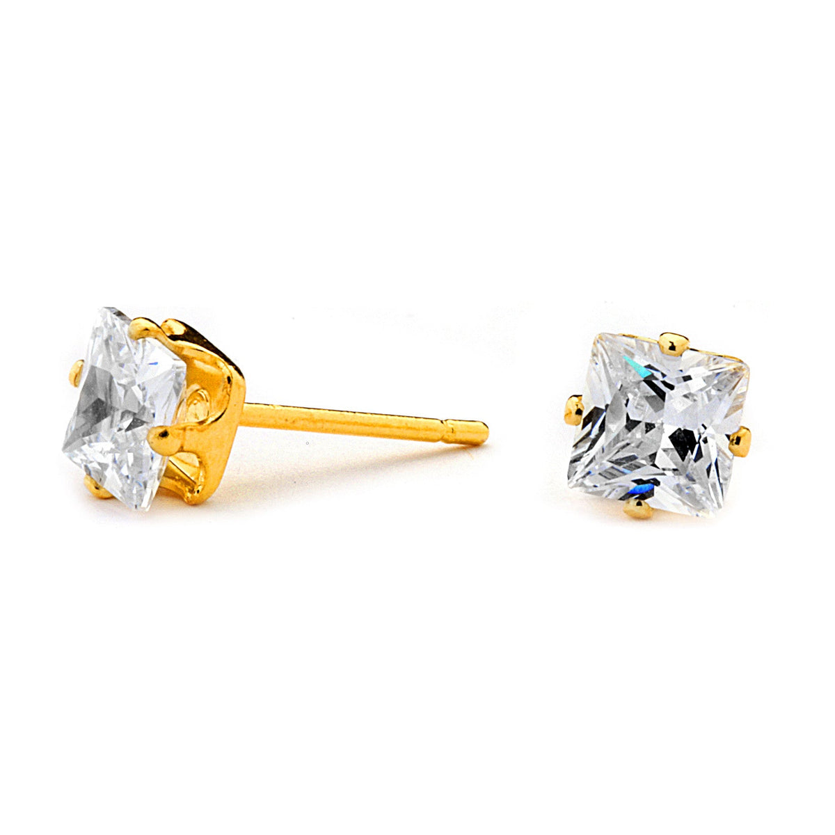 Joy Jewelry T05 gold-tone cubic zirconia square stud earrings