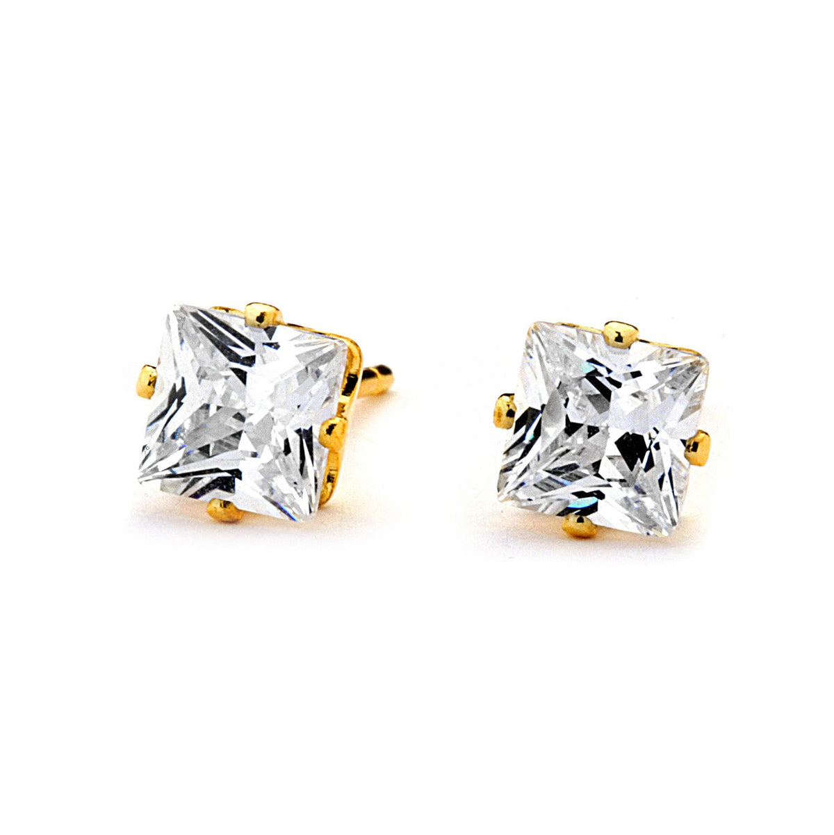 Joy Jewelry T09 gold-tone cubic zirconia square stud earrings