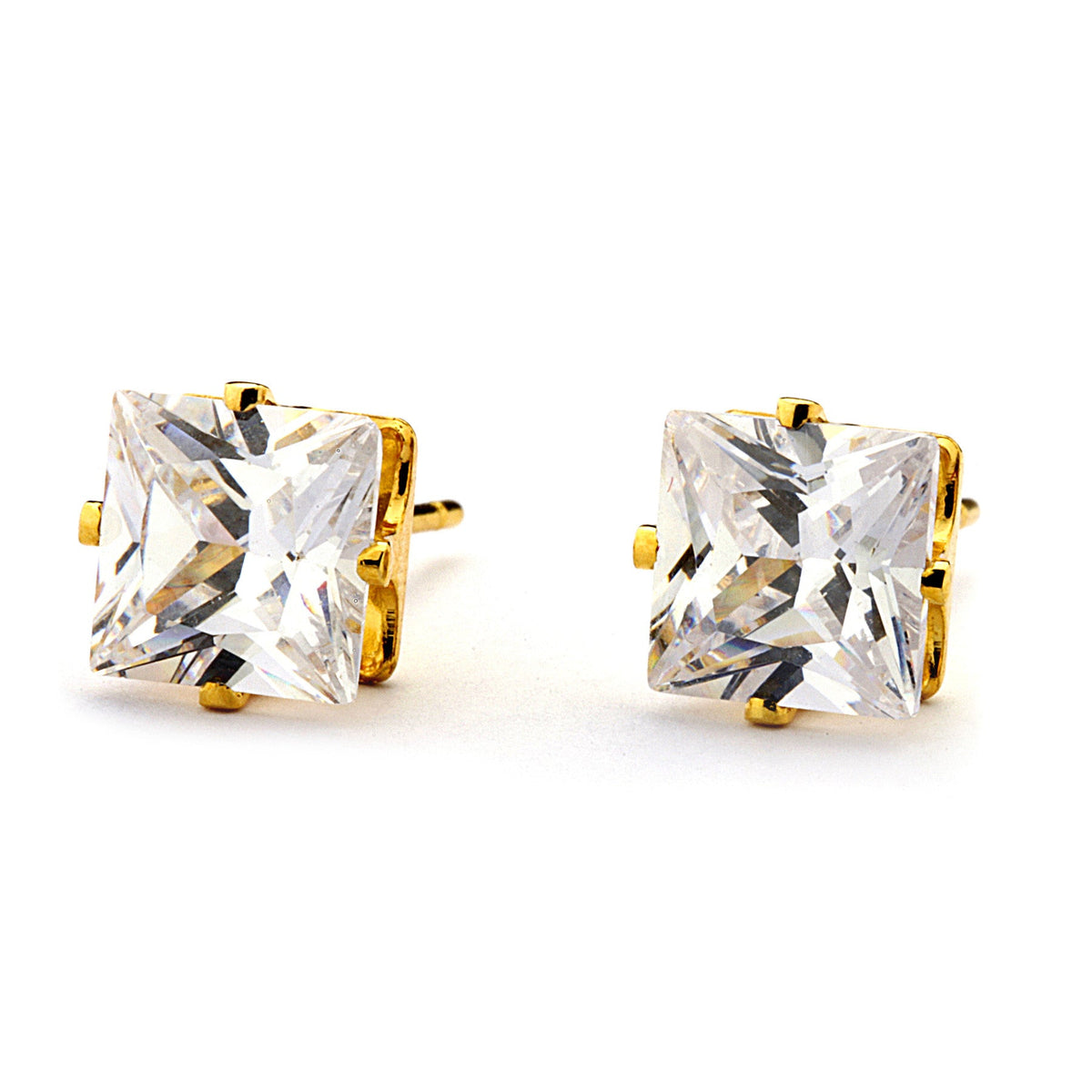 Joy Jewelry T13 gold-tone cubic zirconia square stud earrings