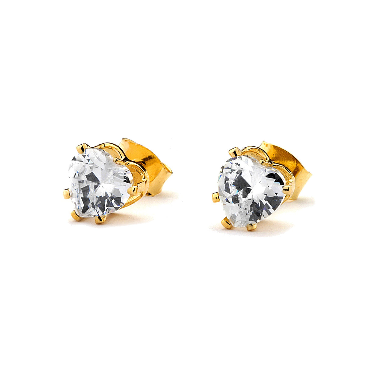 Joy Jewelry T17 gold-tone cubic zirconia heart stud earrings