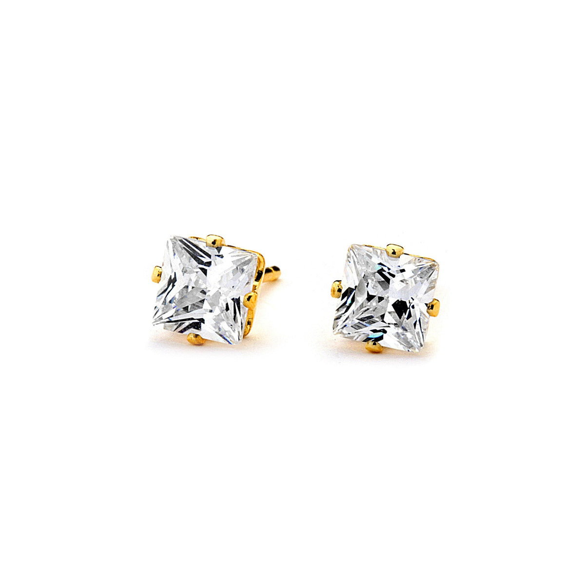 Joy Jewelry T21 gold-tone cubic zirconia square stud earrings