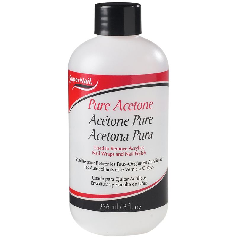 Supernail Pure Acetone Nail Polish Remover - Professional Strength for Acrylic, Gel & Dip Powder, Fast & Quick Gel Nail Polish Remover, 8 fl oz