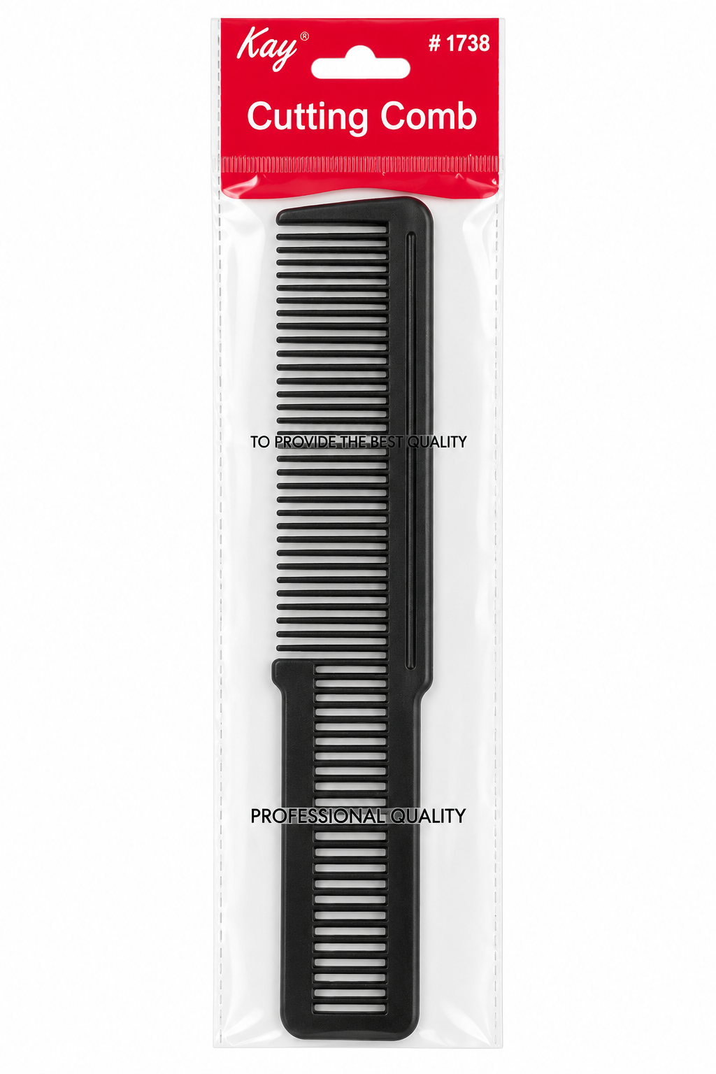 Kay #1738 Cutting Comb in black, packaged