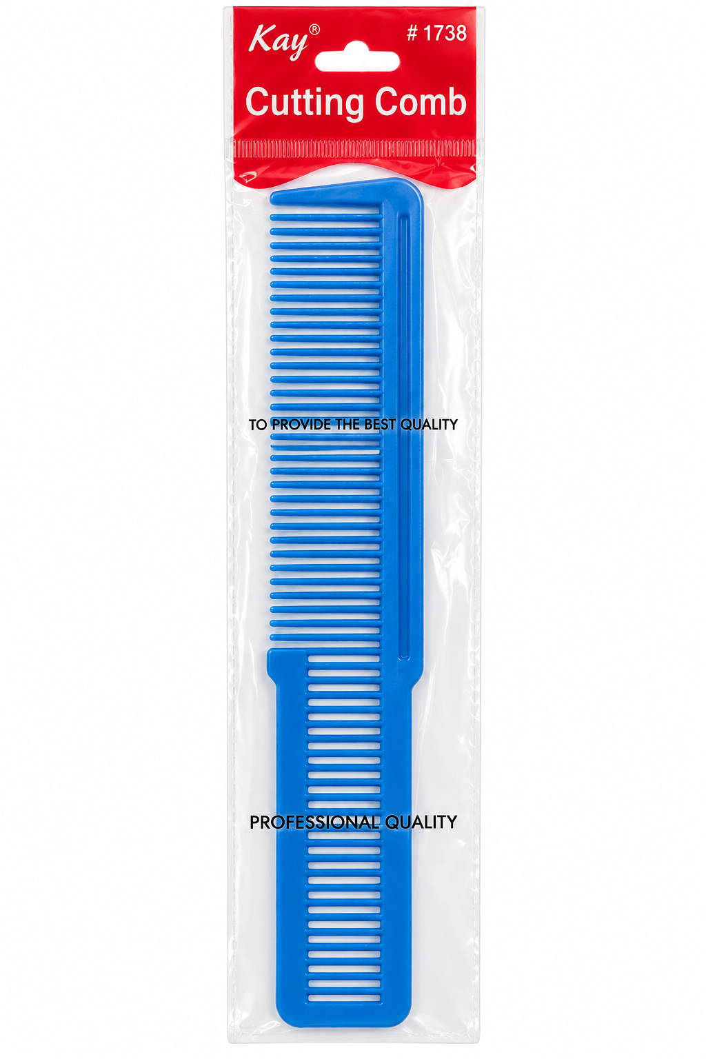 Kay #1738 Cutting Comb in blue, packaged
