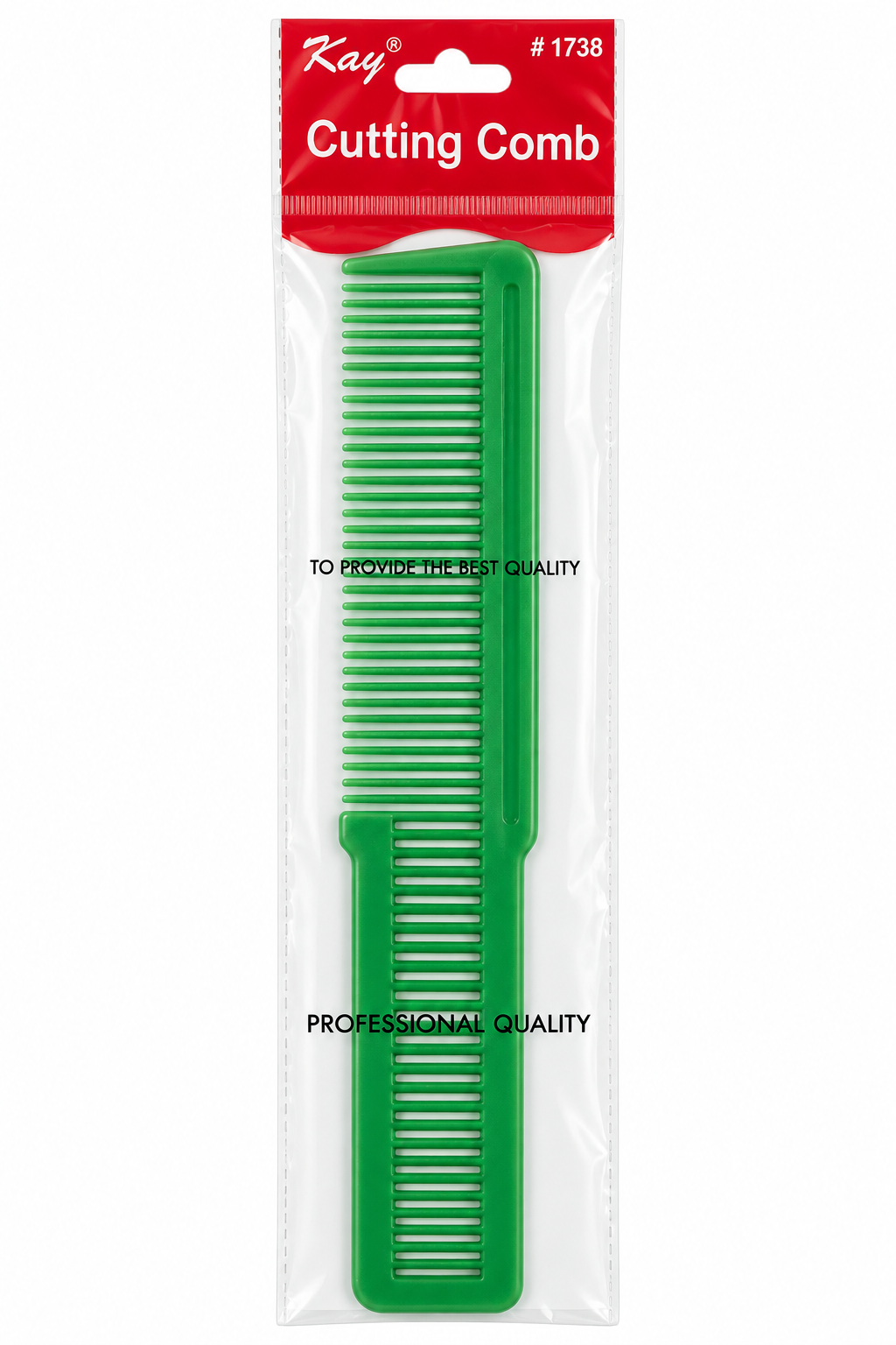 Kay #1738 Cutting Comb in green, packaged