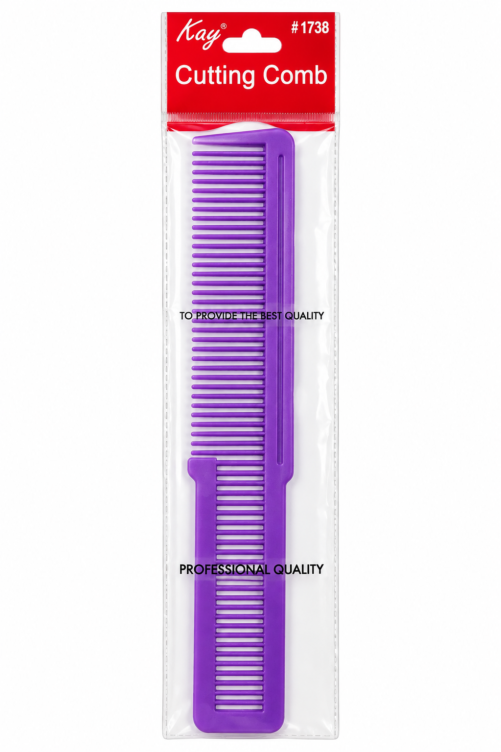 Kay #1738 Cutting Comb in purple, packaged