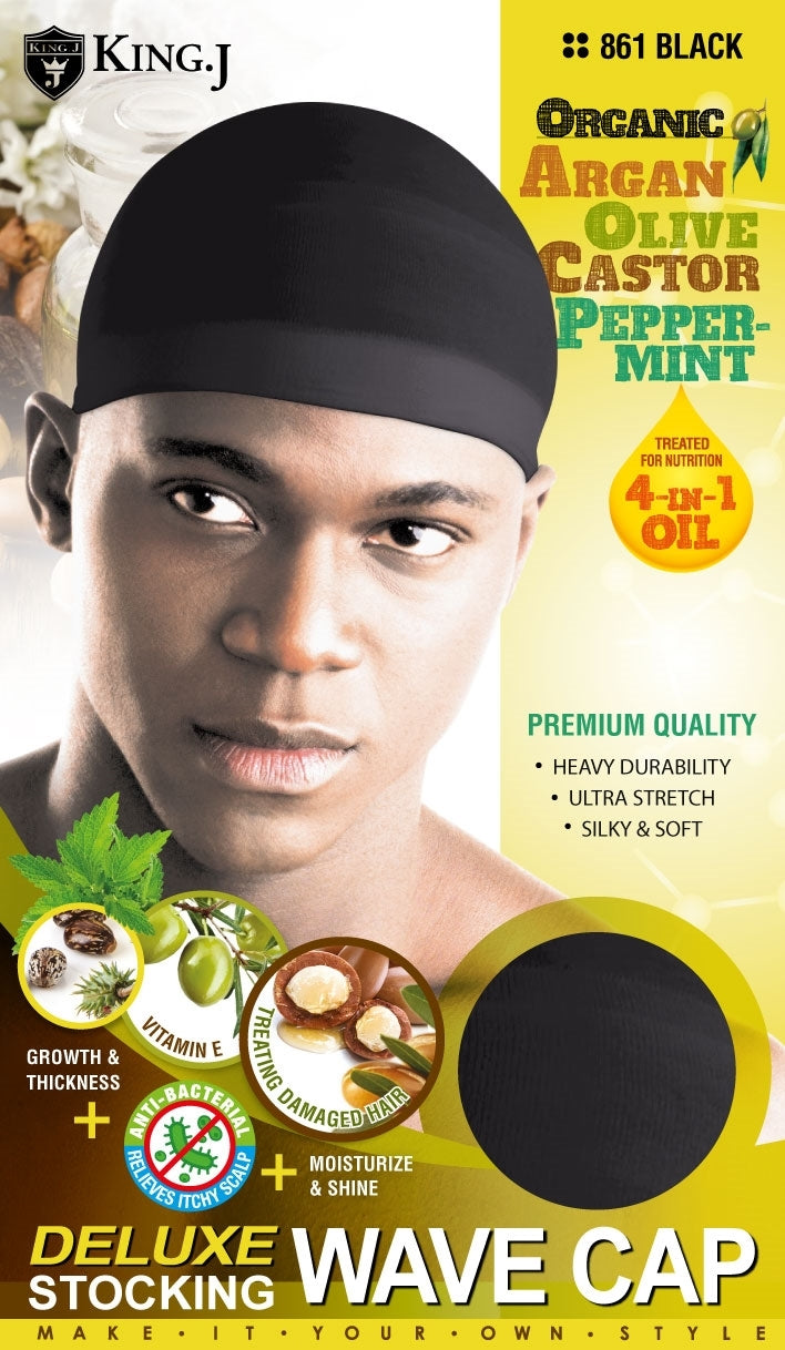 King.J Organic Deluxe Stocking Wave Cap #861 Black official supplier image