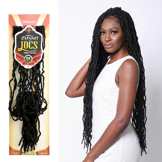 LaFlare Zuvan Locs 3X 36 inch supplier model and retail package in 1B