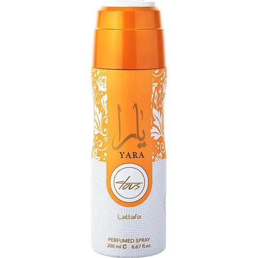 Lattafa Yara Tous perfumed body spray 200 ml – orange and gold can product photo