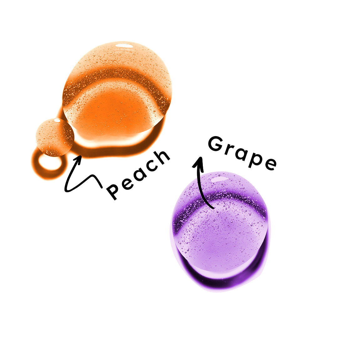 Nicka K Lip Gel, Peach and Grape swatches
