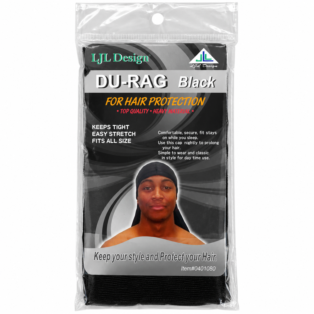 LJL Design Du-Rag Black #0401080 front package