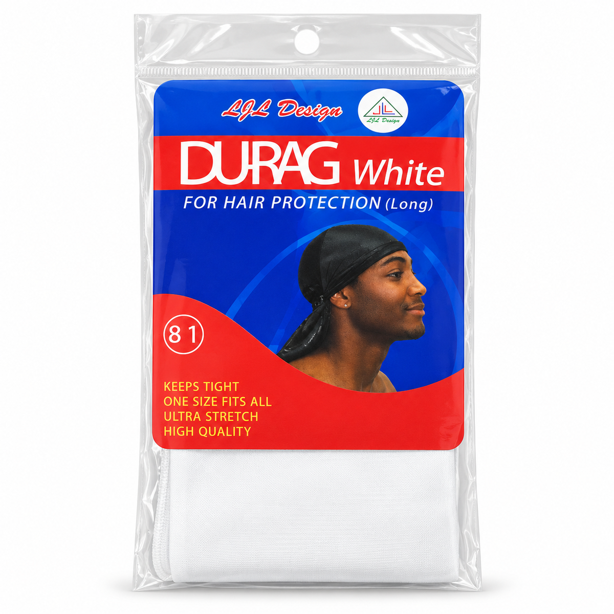 LJL Design Du-Rag White #0401081 clean front retail image