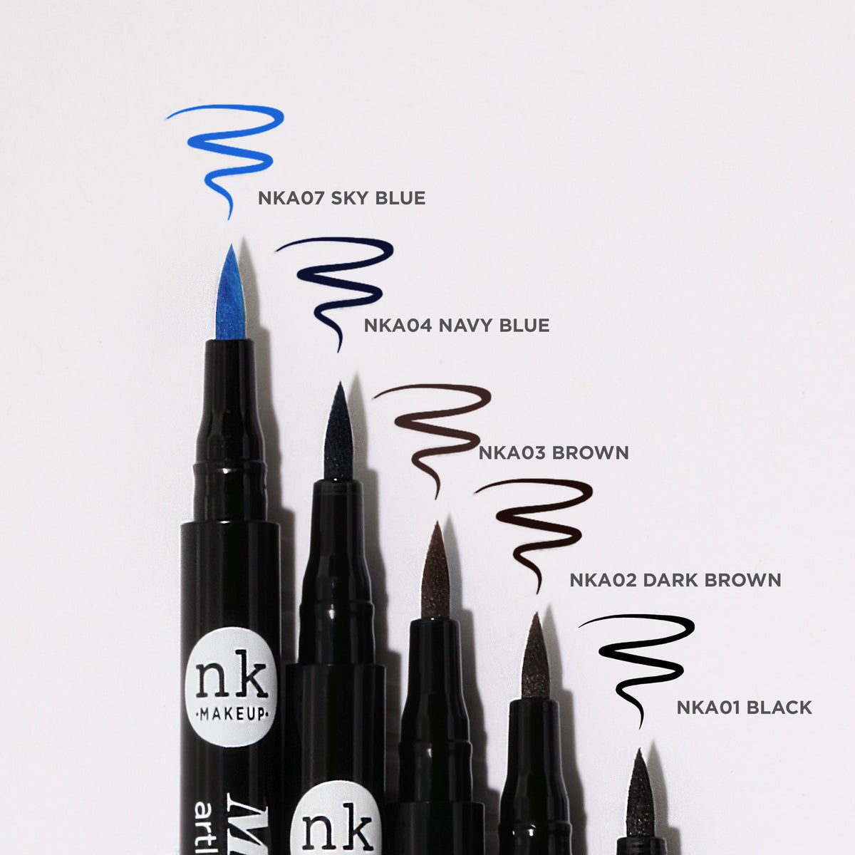 Nicka K Microfine Artliner, five-shade color chart