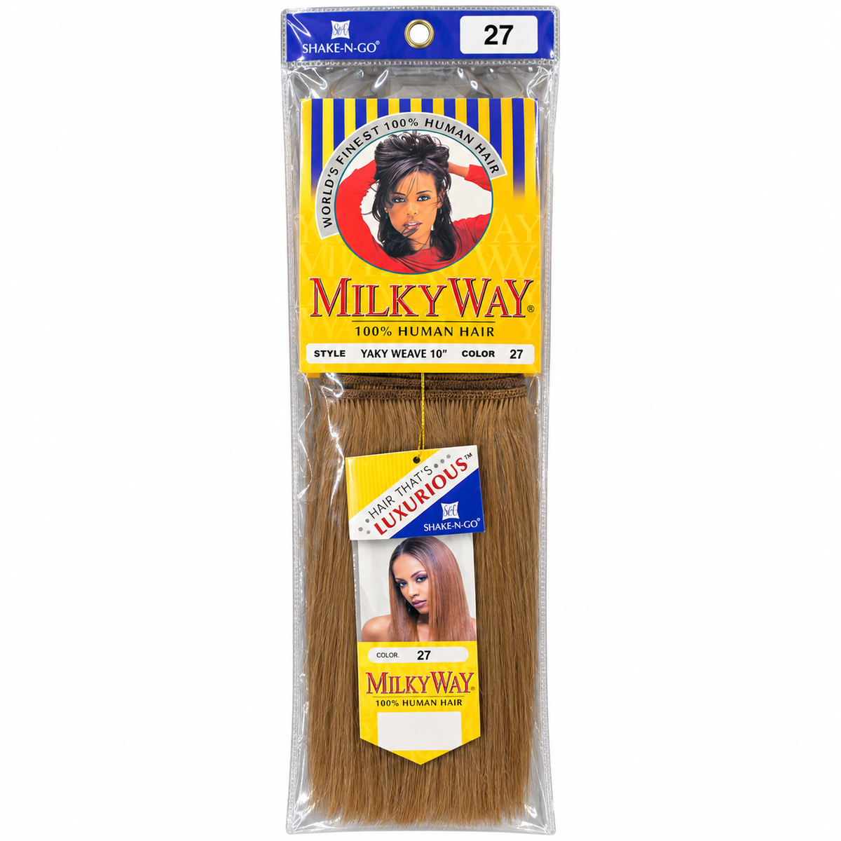 Milky Way Yaky 100% Human Hair Weave 10 inch color 27 full package