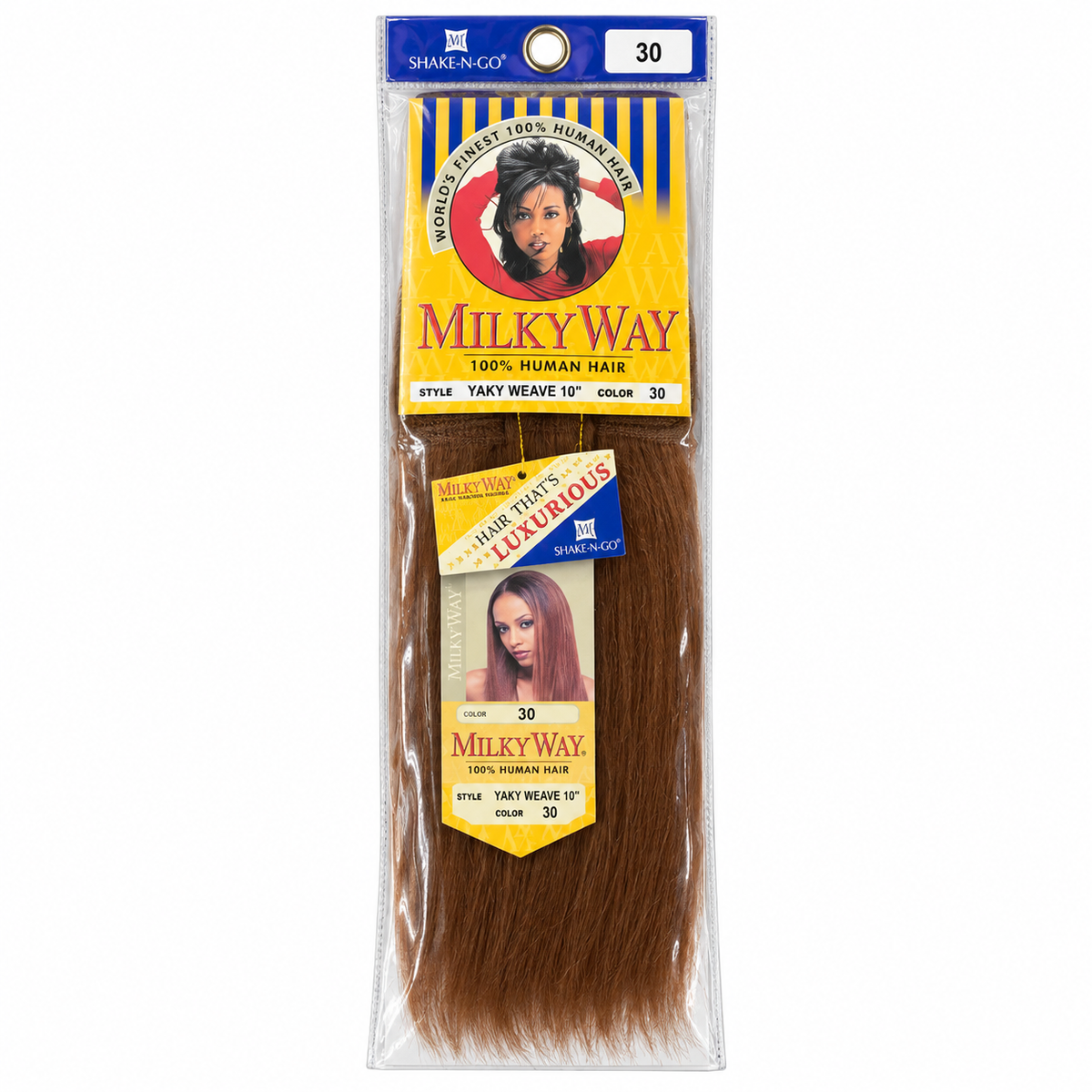 Milky Way Yaky 100% Human Hair Weave 10 inch color 30 full package