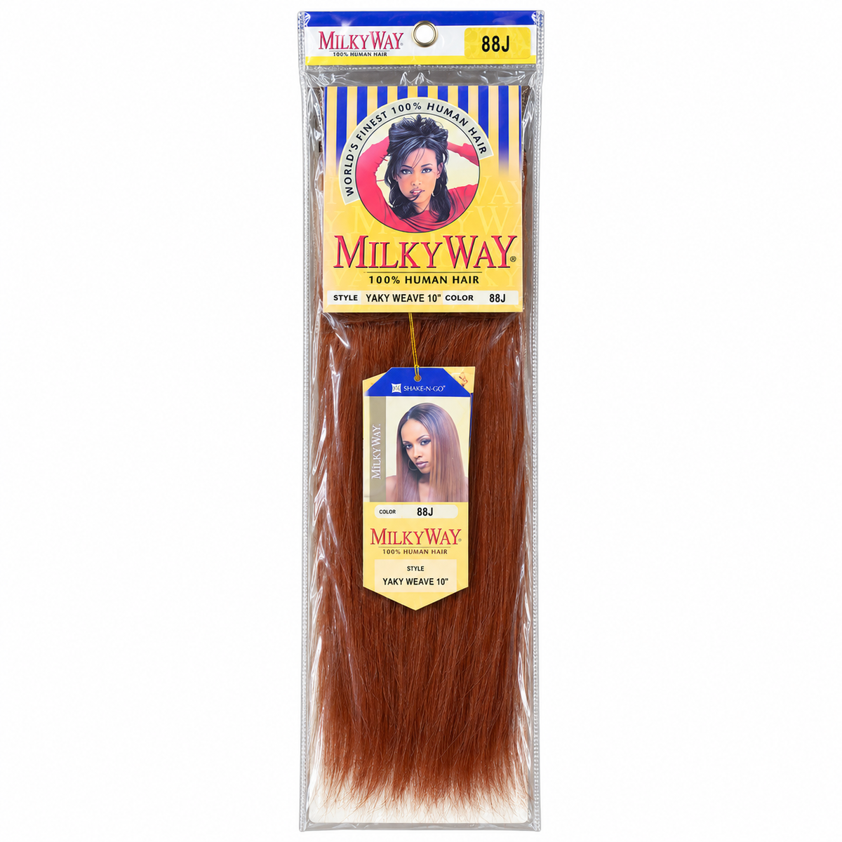 Milky Way Yaky 100% Human Hair Weave 10 inch color 88J full package