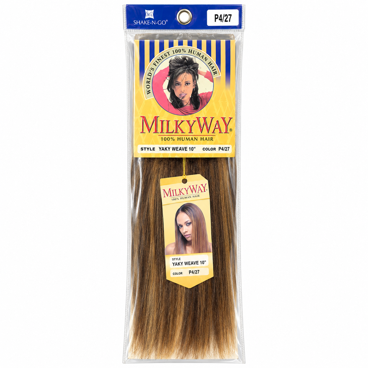 Milky Way Yaky 100% Human Hair Weave 10 inch color P4/27 full package