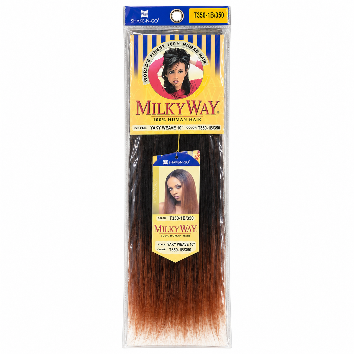 Milky Way Yaky 100% Human Hair Weave 10 inch color T350-1B/350 full package