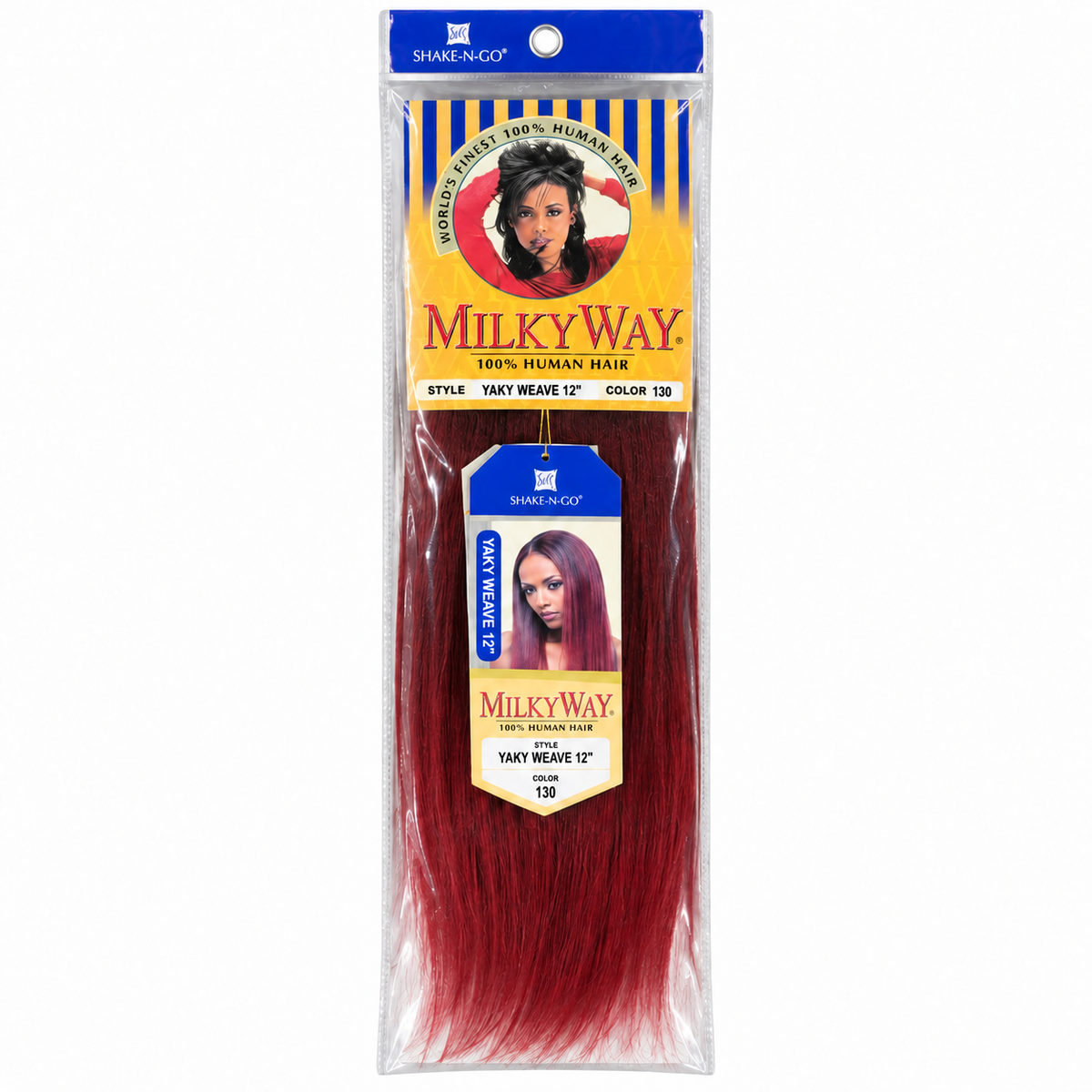Milky Way Yaky 100% Human Hair Weave 12 inch color 130 full package