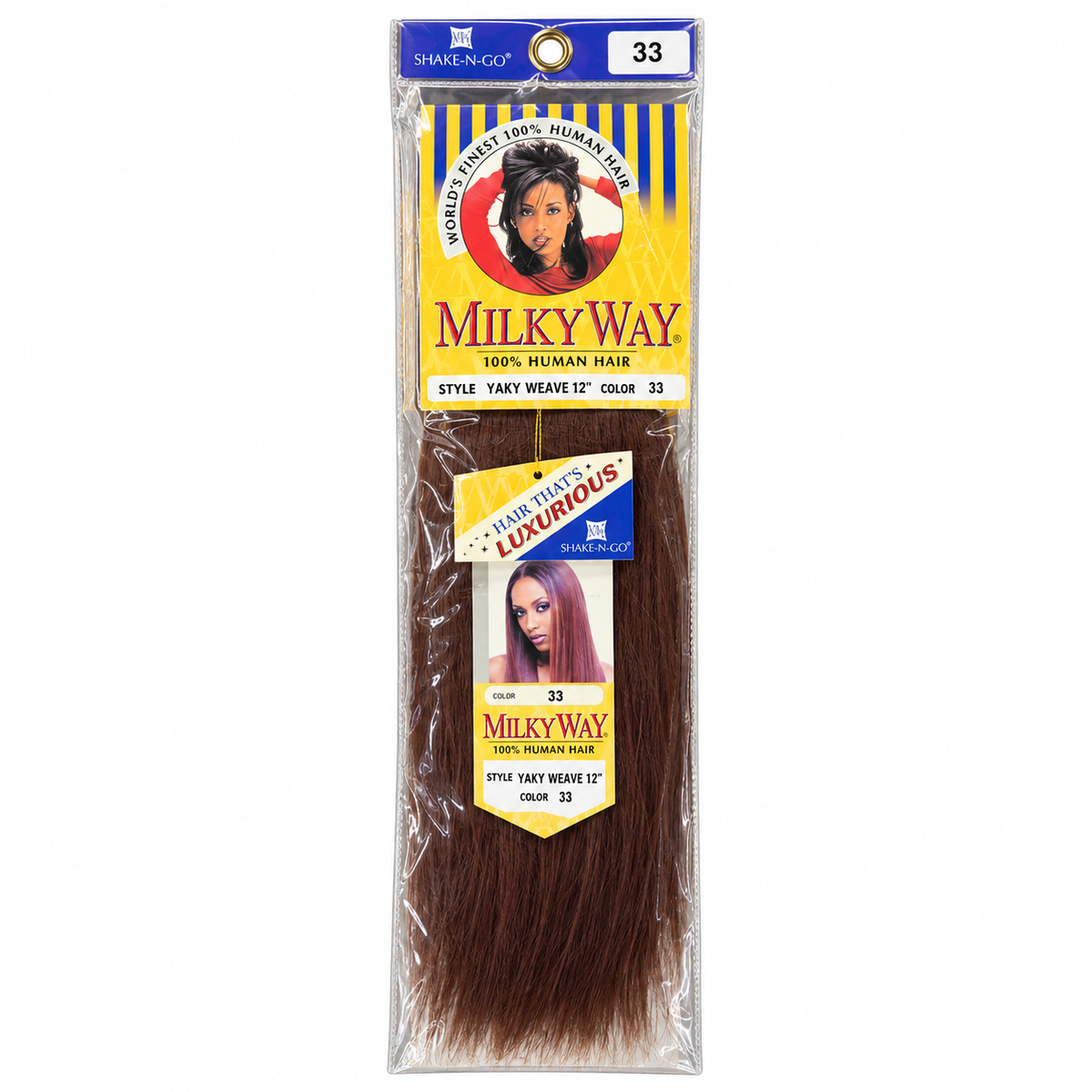 Milky Way Yaky 100% Human Hair Weave 12 inch color 33 full package
