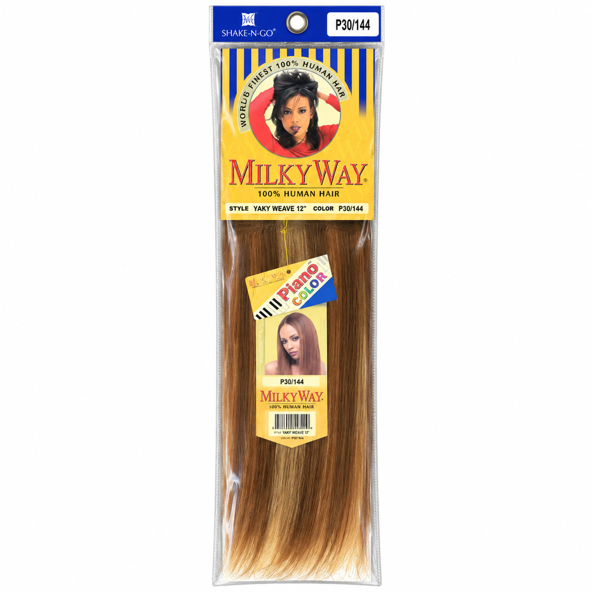 Milky Way Yaky 100% Human Hair Weave 12 inch color P30/144 full package