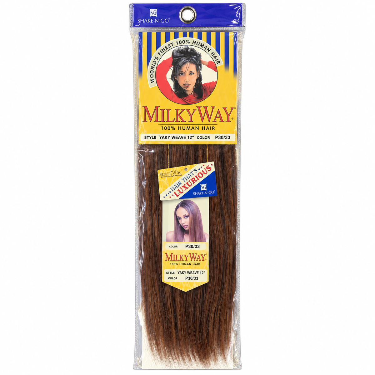 Milky Way Yaky 100% Human Hair Weave 12 inch color P30/33 full package