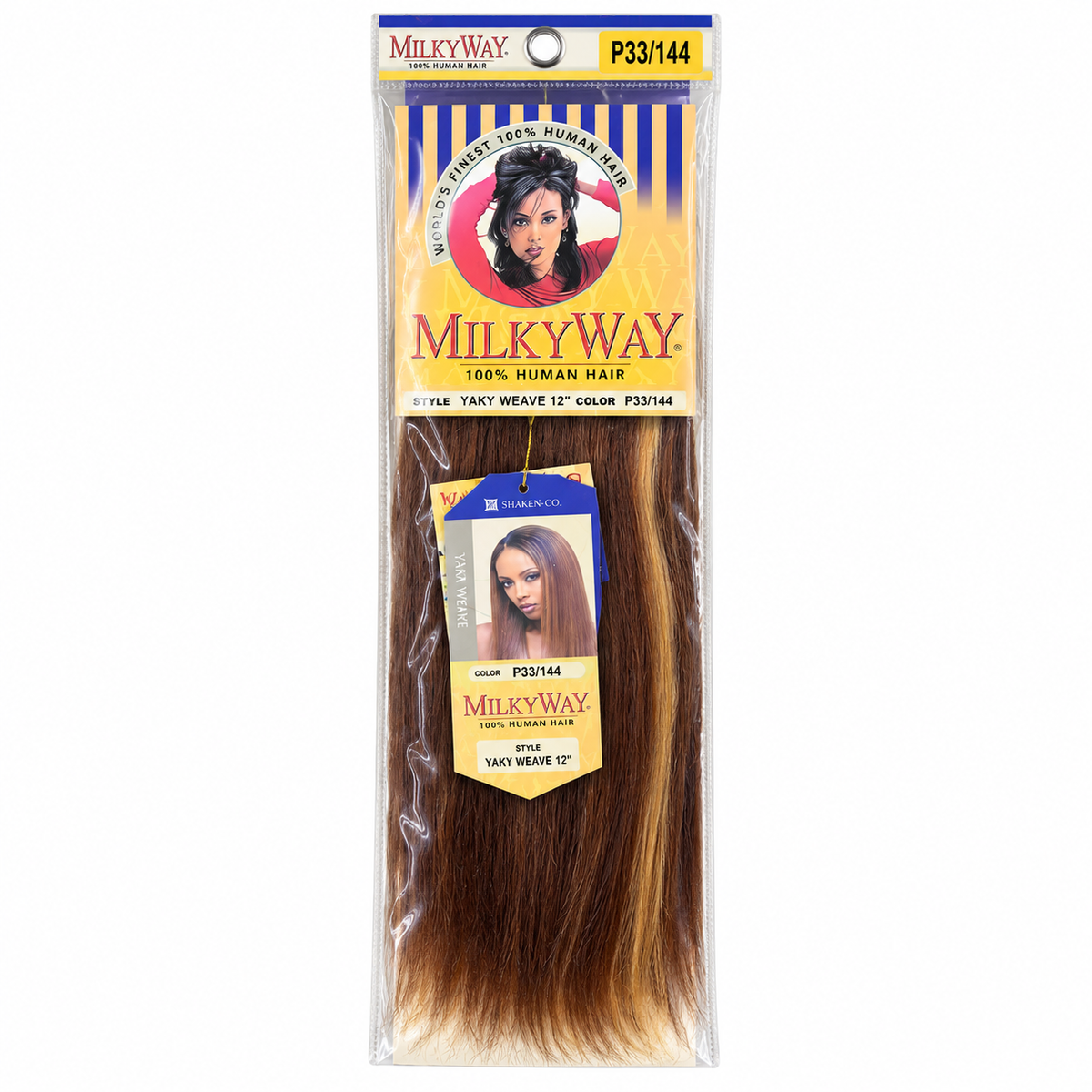 Milky Way Yaky 100% Human Hair Weave 12 inch color P33/144 full package