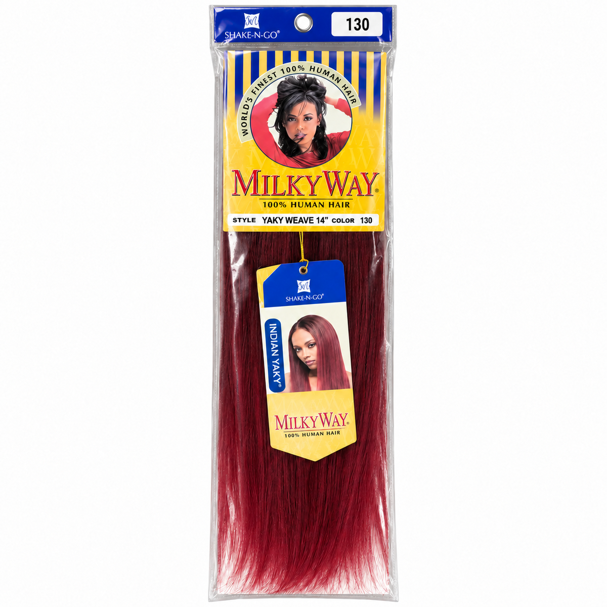 Milky Way Yaky 100% Human Hair Weave 14 inch color 130 full package