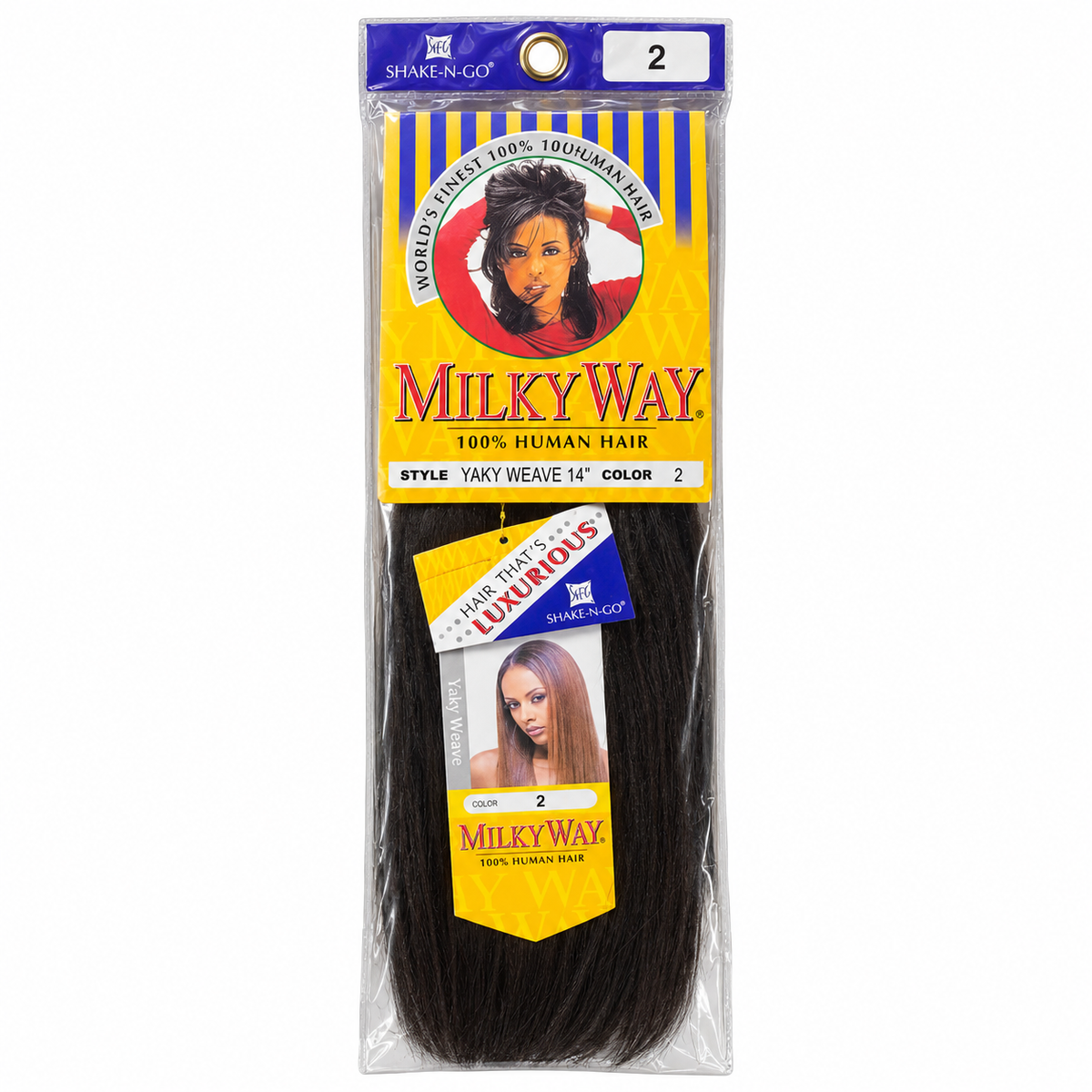 Milky Way Yaky 100% Human Hair Weave 14 inch color 2 full package