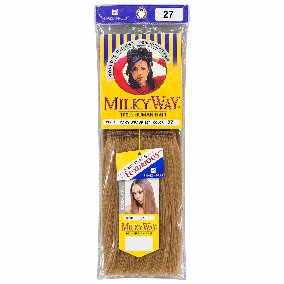 Milky Way Yaky 100% Human Hair Weave 14 inch color 27 full package