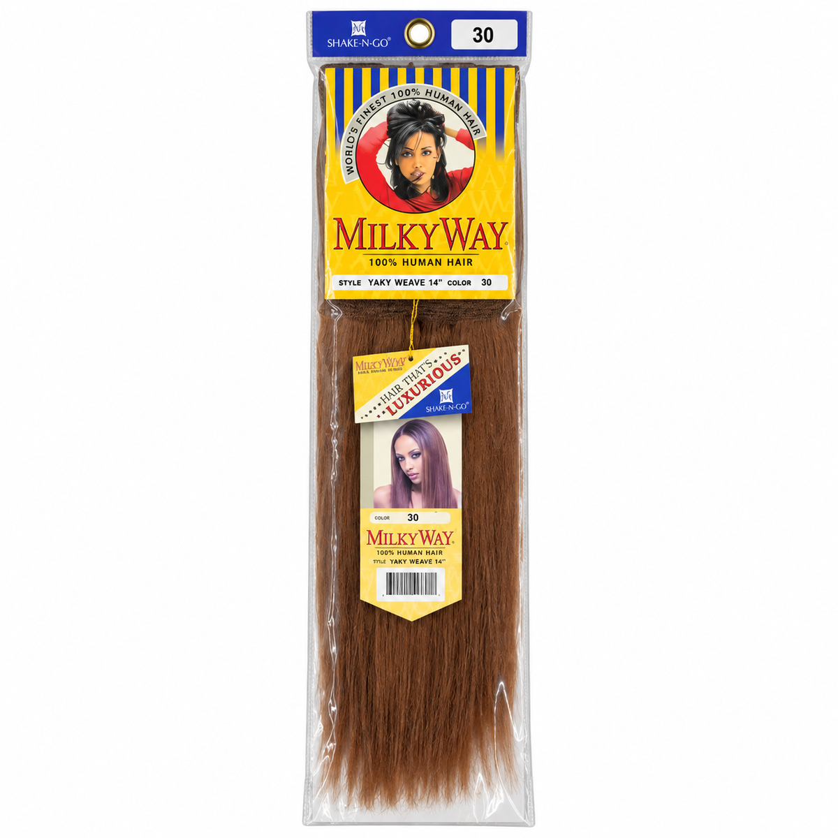 Milky Way Yaky 100% Human Hair Weave 14 inch color 30 full package