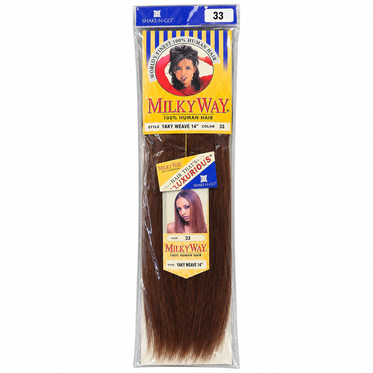 Milky Way Yaky 100% Human Hair Weave 14 inch color 33 full package