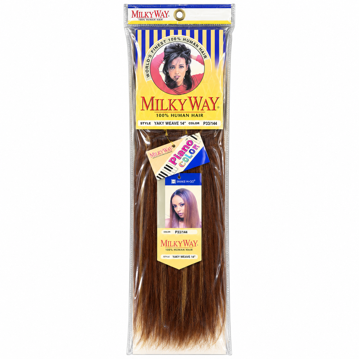 Milky Way Yaky 100% Human Hair Weave 14 inch color P33/144 full package