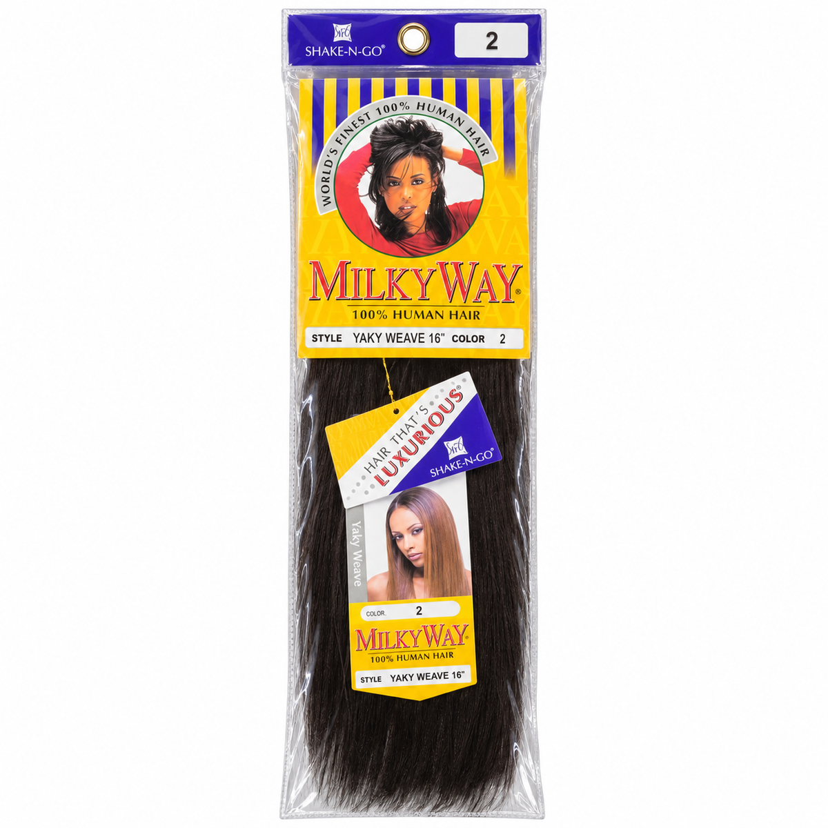 Milky Way Yaky 100% Human Hair Weave 16 inch color 2 full package