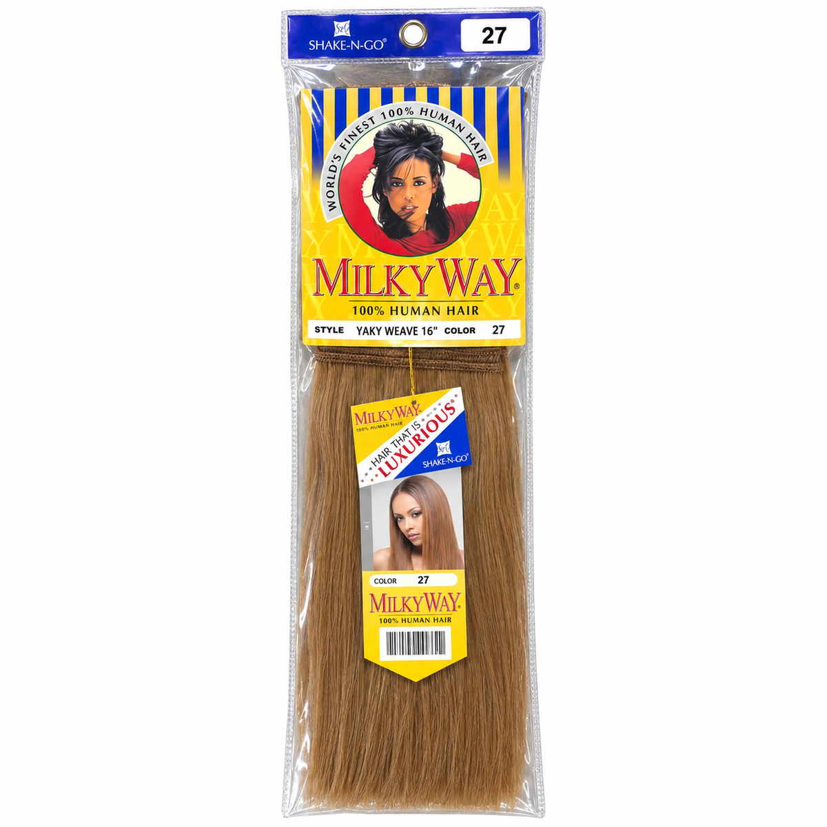 Milky Way Yaky 100% Human Hair Weave 16 inch color 27 full package