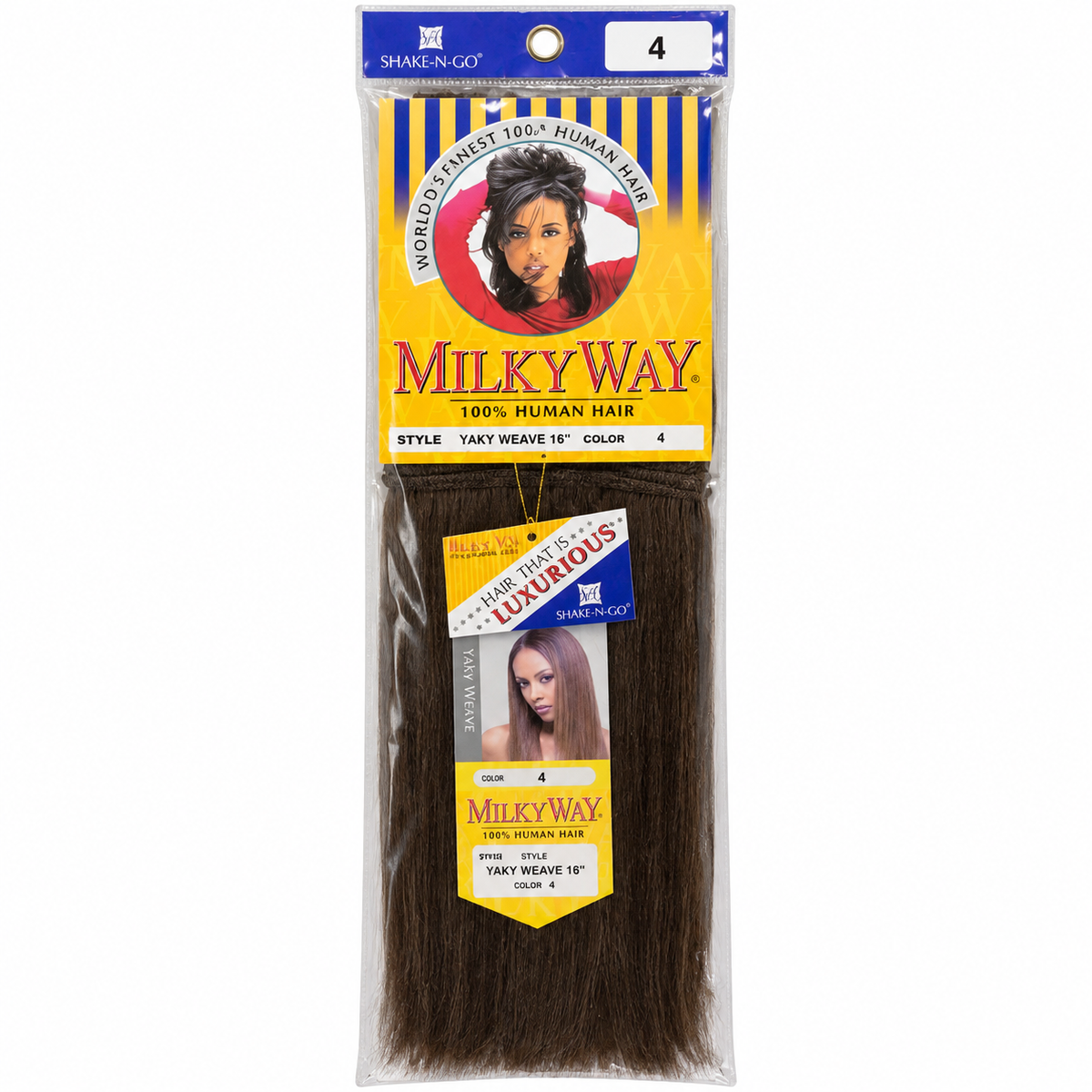Milky Way Yaky 100% Human Hair Weave 16 inch color 4 full package