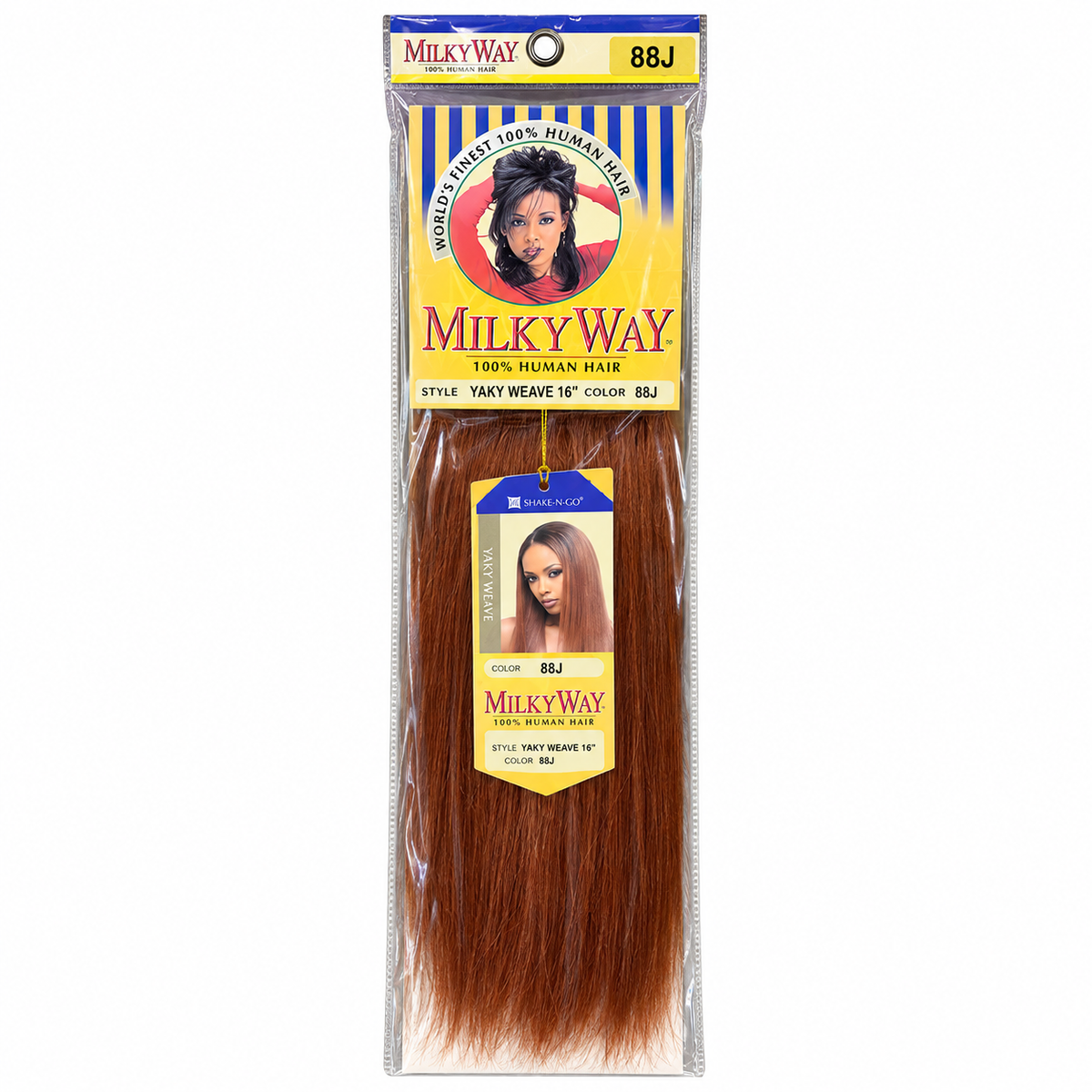 Milky Way Yaky 100% Human Hair Weave 16 inch color 88J full package