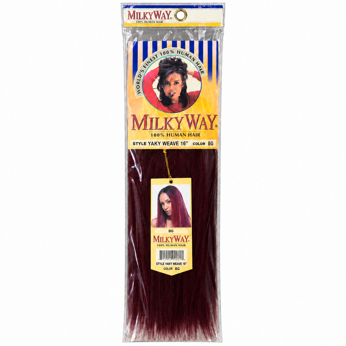 Milky Way Yaky 100% Human Hair Weave 16 inch color BG full package